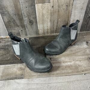 Sorel Emelie Chelsea Boots Women's 8 Black Waterproof Leather Ankle NL3718-010